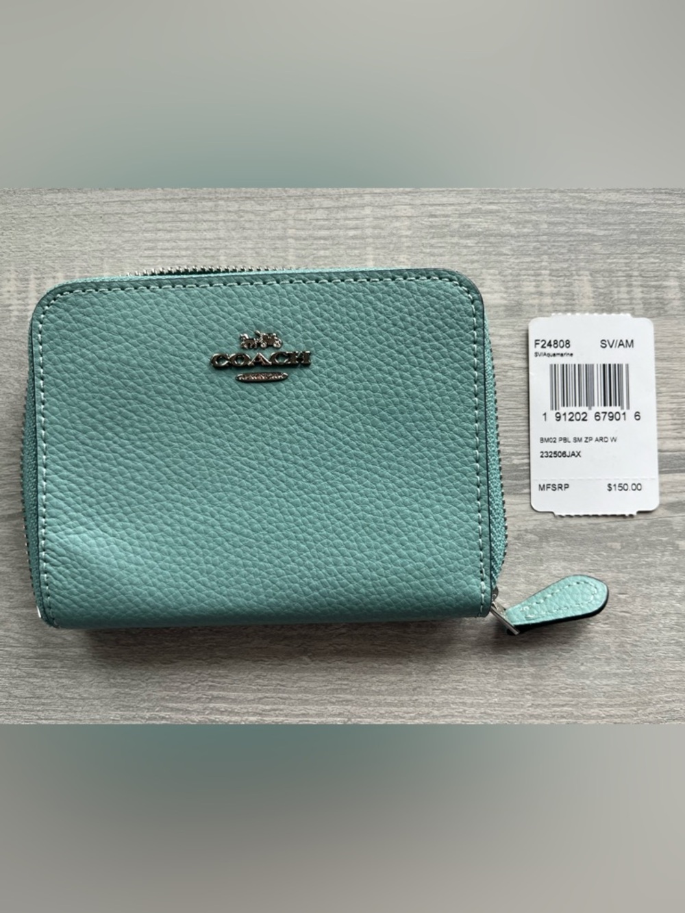 Coach Accordion Zip Wallet in Aquamarine